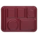 Carlisle Melamine Rectangular Tray w/ (6) Compartments, 14" x 10", Dark Cranberry (4398085) thumbnail 2