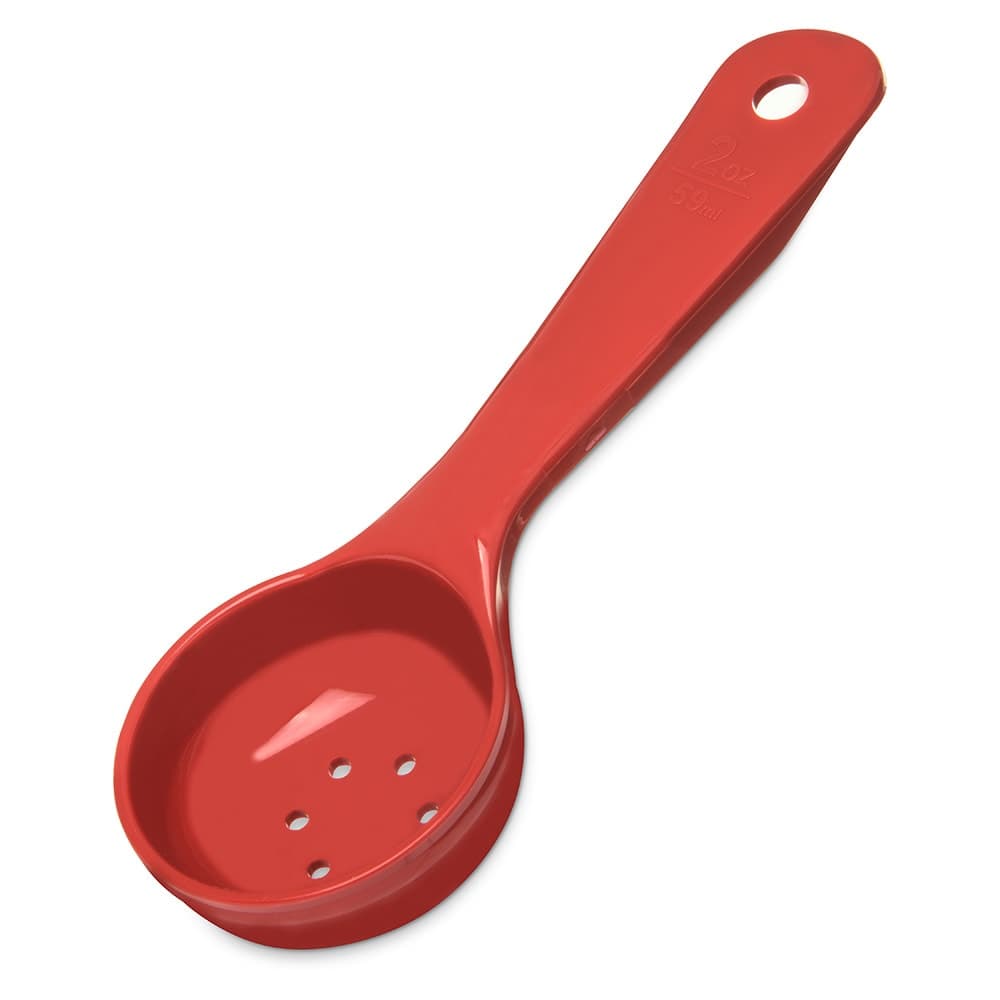 Carlisle 2 oz Perforated Portion Spoon w/ Flat Bottom, Plastic, Red (496205)