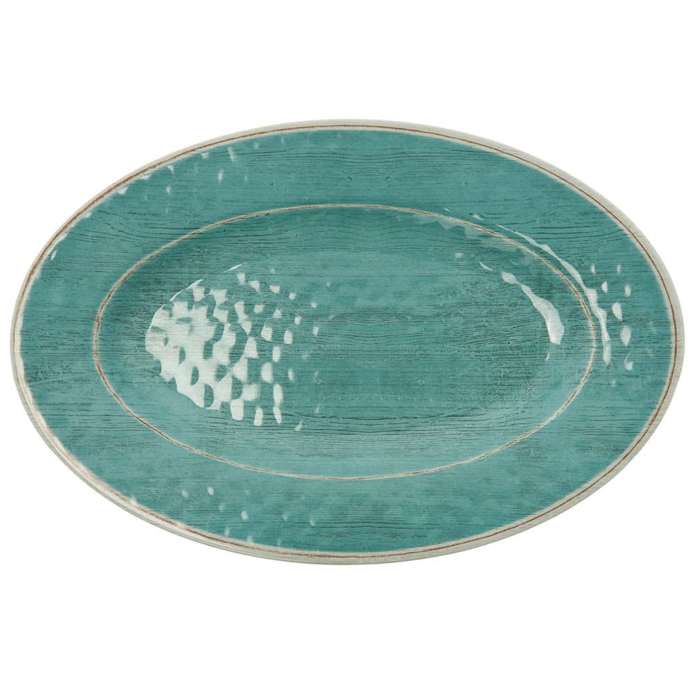 Carlisle 12" x 8" Oval Grove Platter - Melamine, Aqua (6402015)