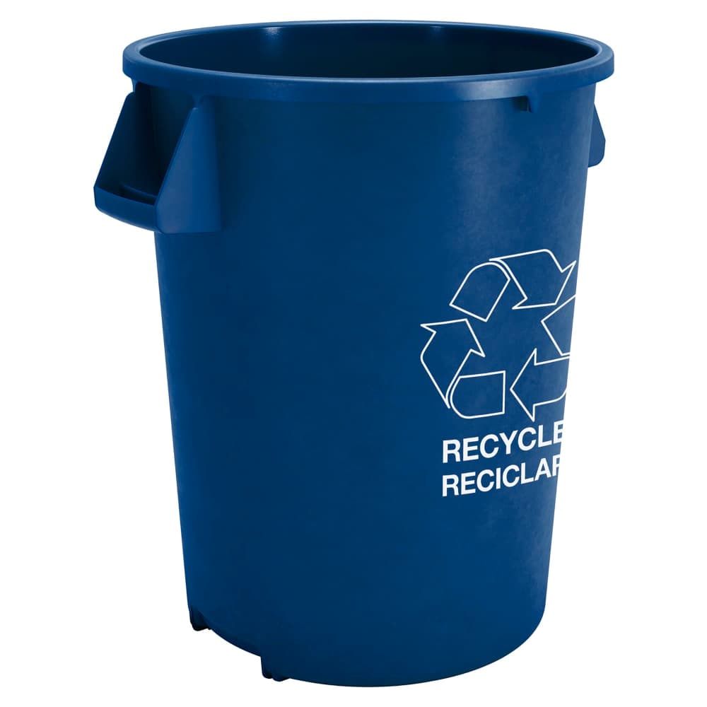 Carlisle 32 gallon Blue Recycling Waste Container - Plastic, Round, Built-in Handles (841032REC14)