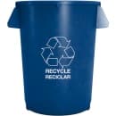 Carlisle 32 gallon Blue Recycling Waste Container - Plastic, Round, Built-in Handles (841032REC14) thumbnail 2