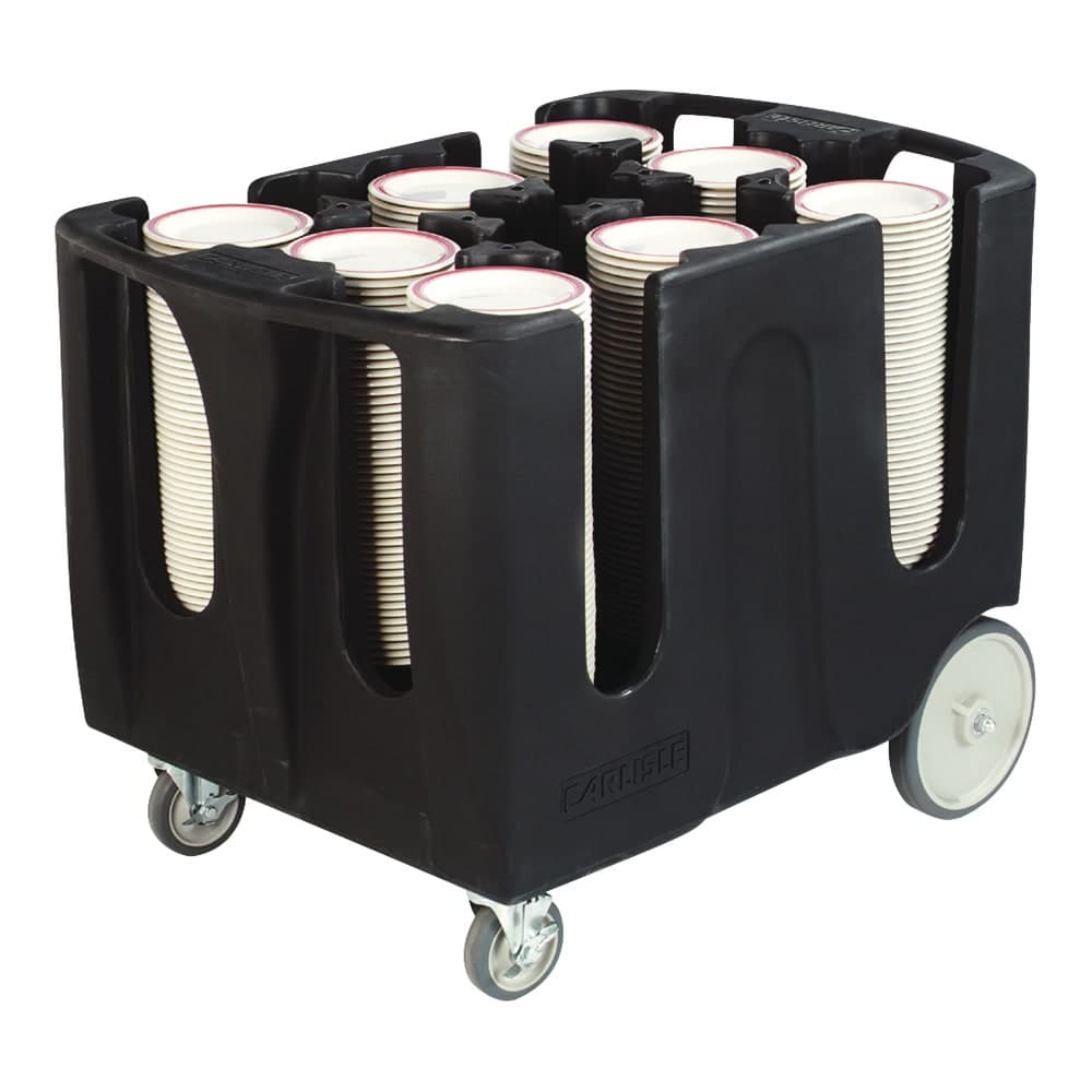 Carlisle 43" Mobile Dish Caddy w/ (6) Columns - Plastic, Black (ADD603)