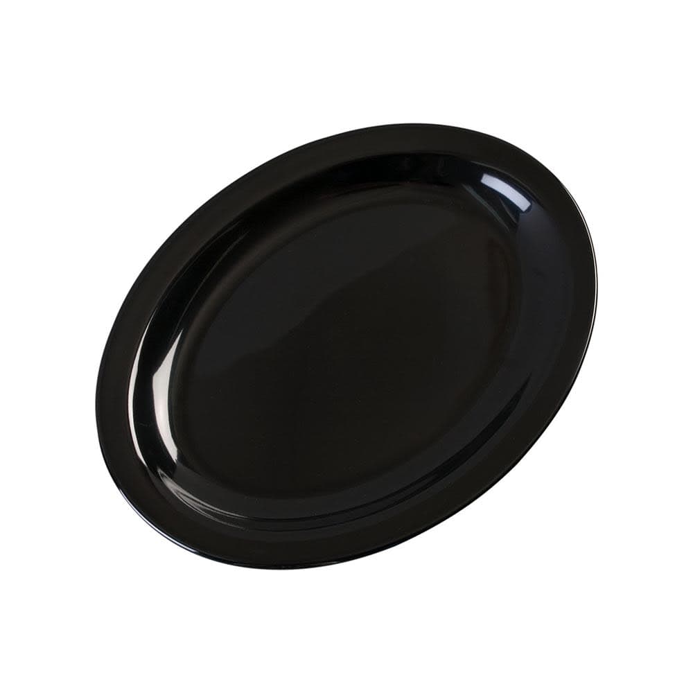 Carlisle 12" x 9" Oval Kingline Platter - Melamine, Black (KL12703)