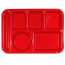 Carlisle Plastic Rectangular Tray w/ (6) Compartments, 13 7/8" x 10", Red (P61405) thumbnail 2
