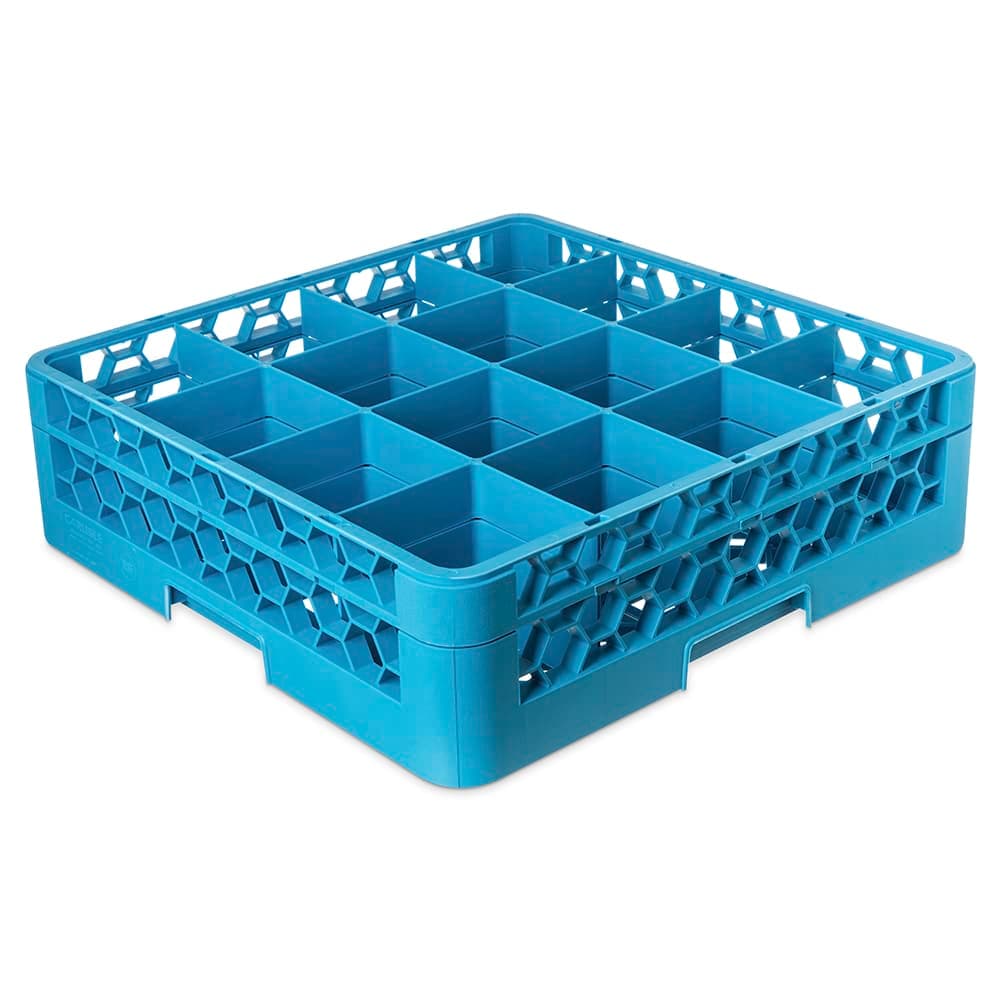 Carlisle OptiClean™ Glass Rack w/ (16) Compartments - (1) Extender, Blue (RG16114)