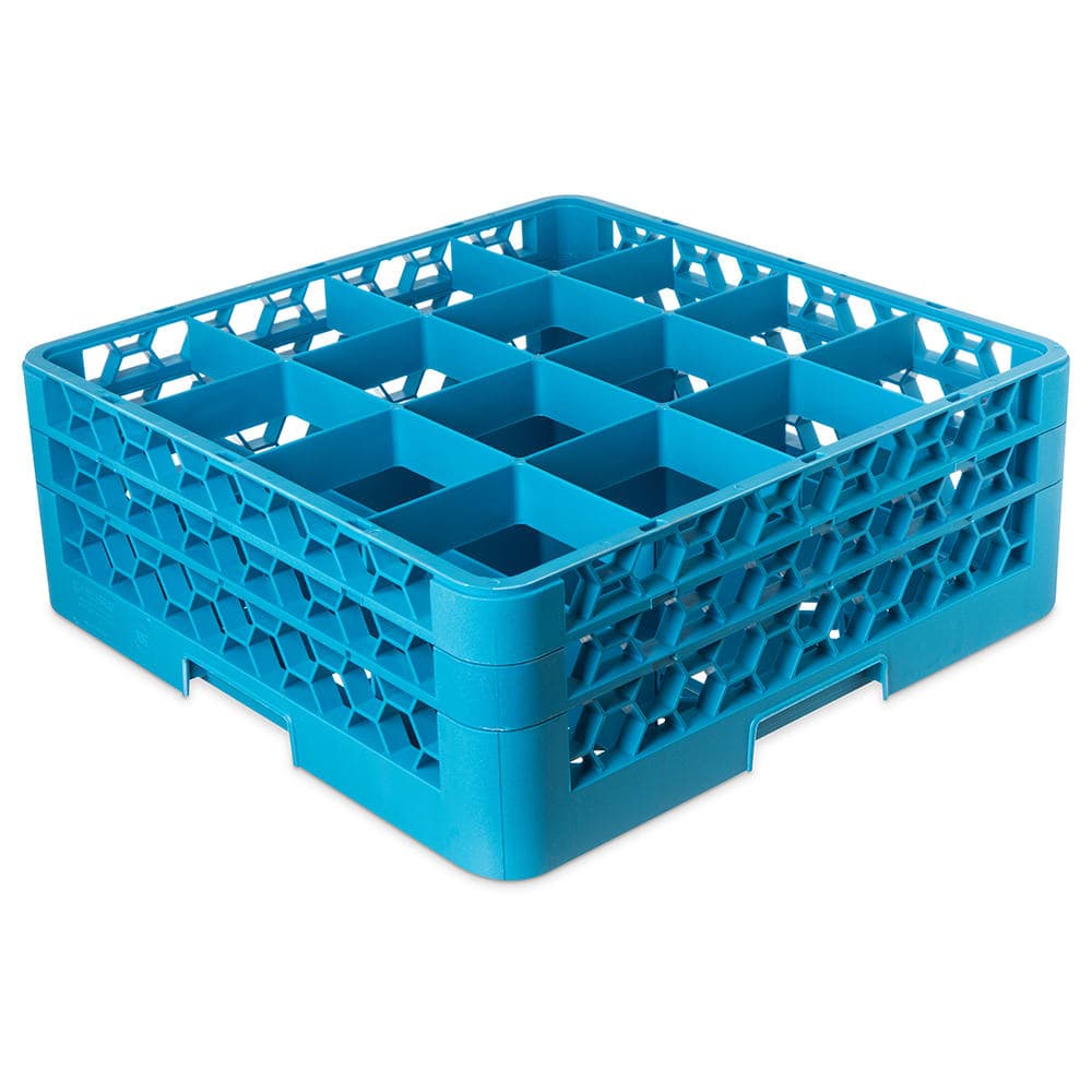Carlisle OptiClean™ Glass Rack w/ (16) Compartments - (2) Extenders, Blue (RG16-214)