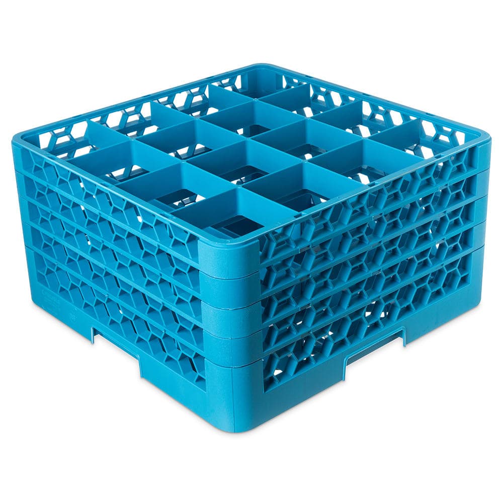 Carlisle OptiClean™ Glass Rack w/ (16) Compartments - (4) Extenders, Blue (RG16-414)
