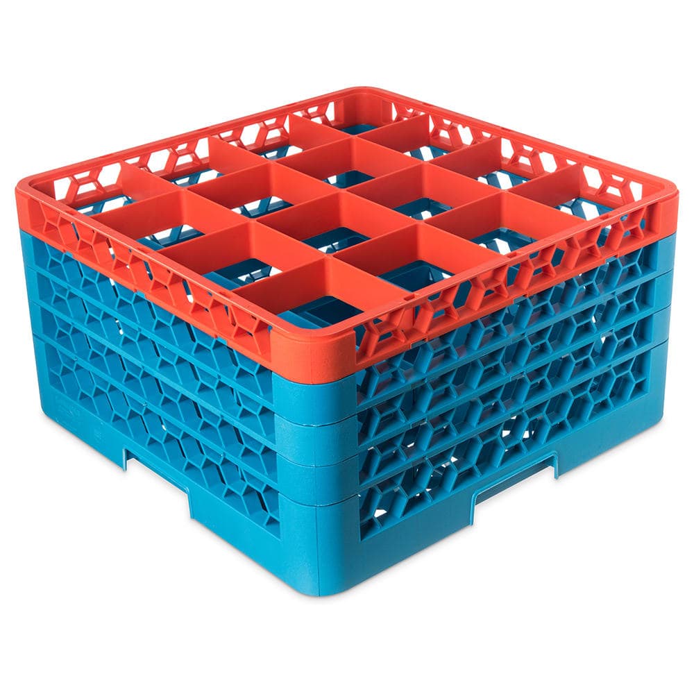 Carlisle OptiClean™ Glass Rack w/ (16) Compartments - (4) Extenders, Blue (RG16-4C412)