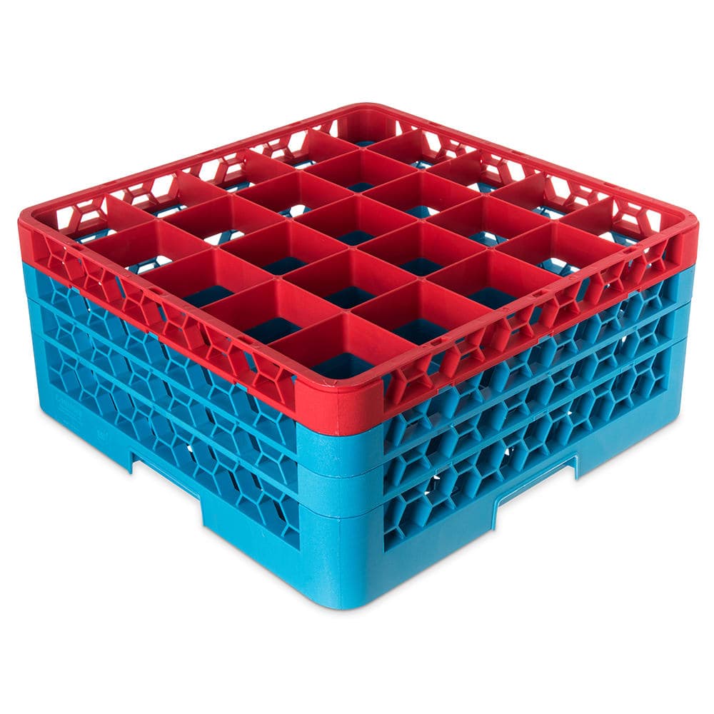 Carlisle OptiClean™ Glass Rack w/ (25) Compartments - (3) Extenders, Blue (RG25-3C410)