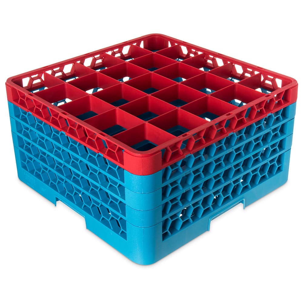 Carlisle OptiClean™ Glass Rack w/ (25) Compartments - (4) Extenders, Blue (RG25-4C410)