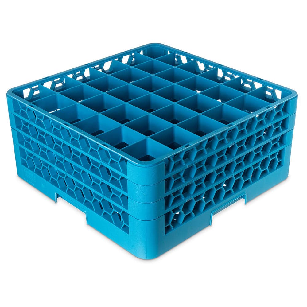 Carlisle OptiClean™ Glass Rack w/ (36) Compartments - (3) Extenders, Blue (RG36-314)