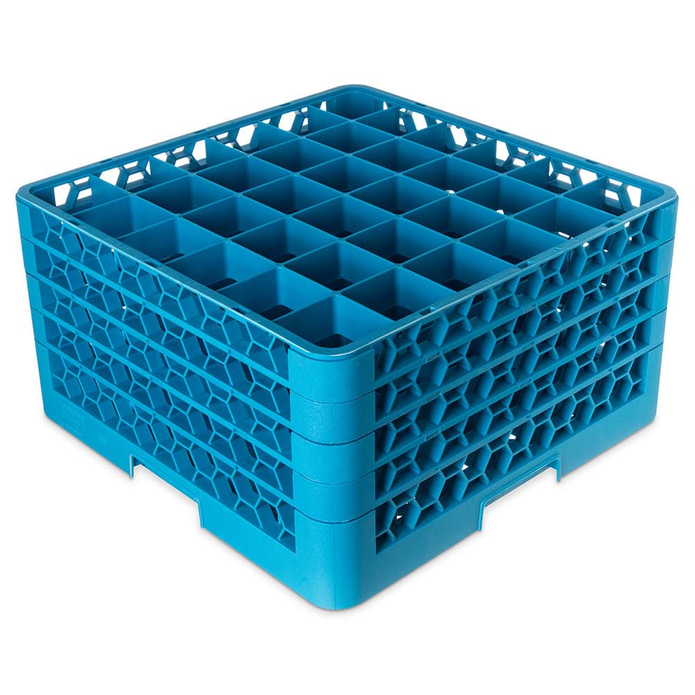 Carlisle OptiClean™ Glass Rack w/ (36) Compartments - (4) Extenders, Blue (RG36414)