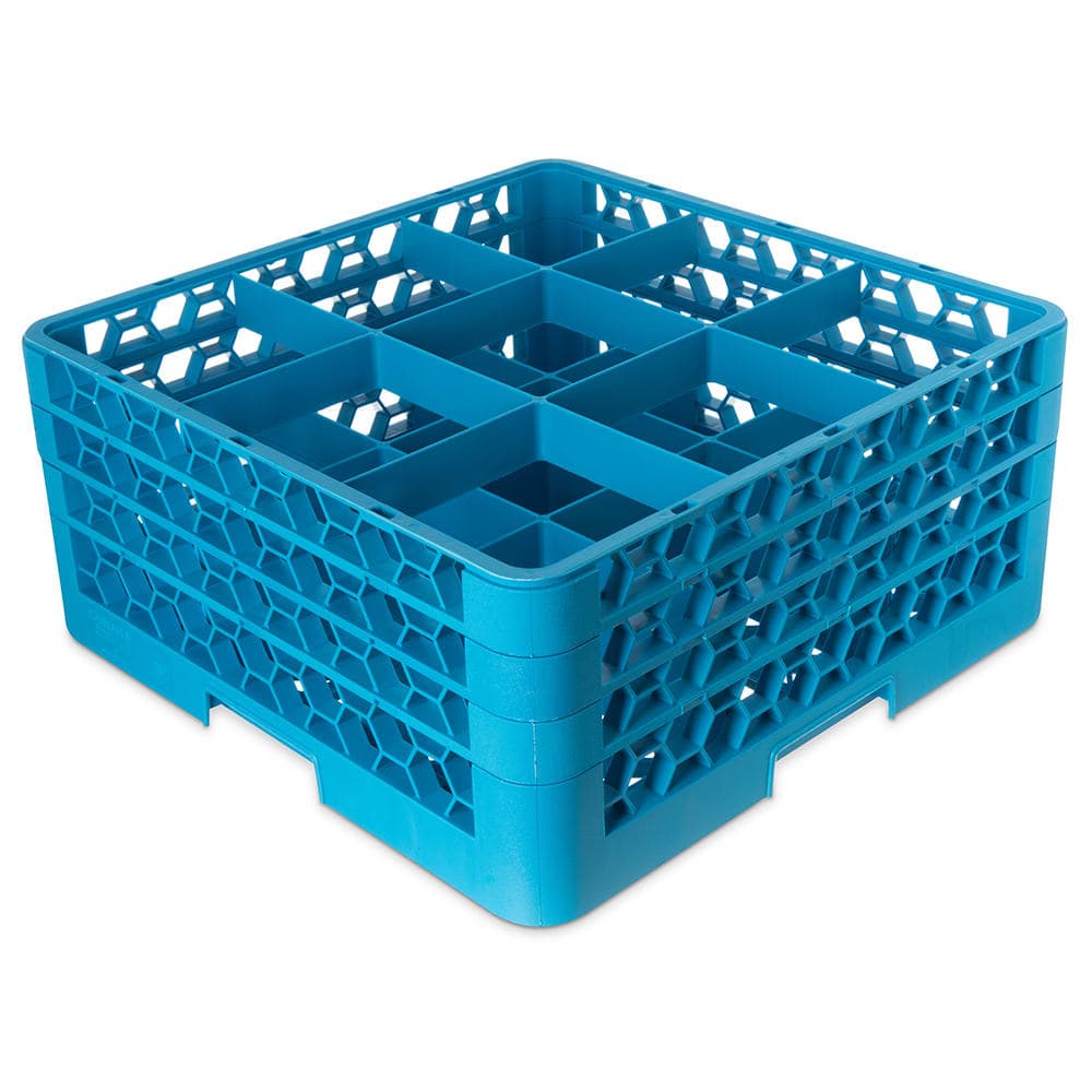 Carlisle OptiClean™ Glass Rack w/ (9) Compartments - (3) Extenders, Blue (RG9-314)