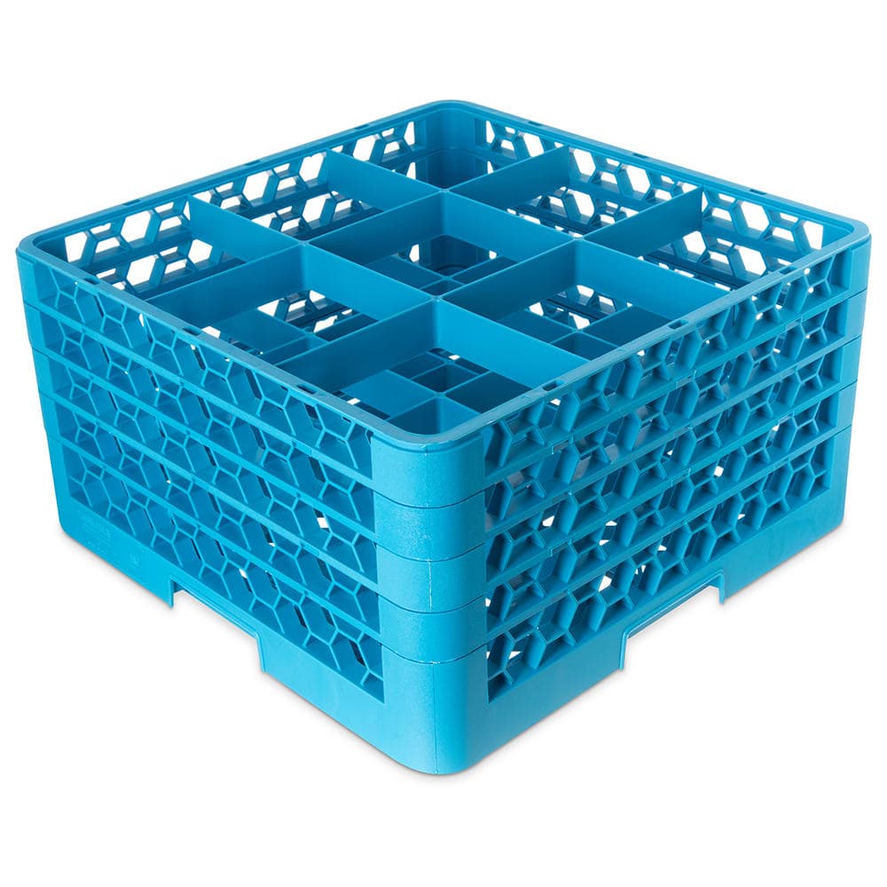 Carlisle OptiClean™ Glass Rack w/ (9) Compartments - (4) Extenders, Blue (RG9-414)