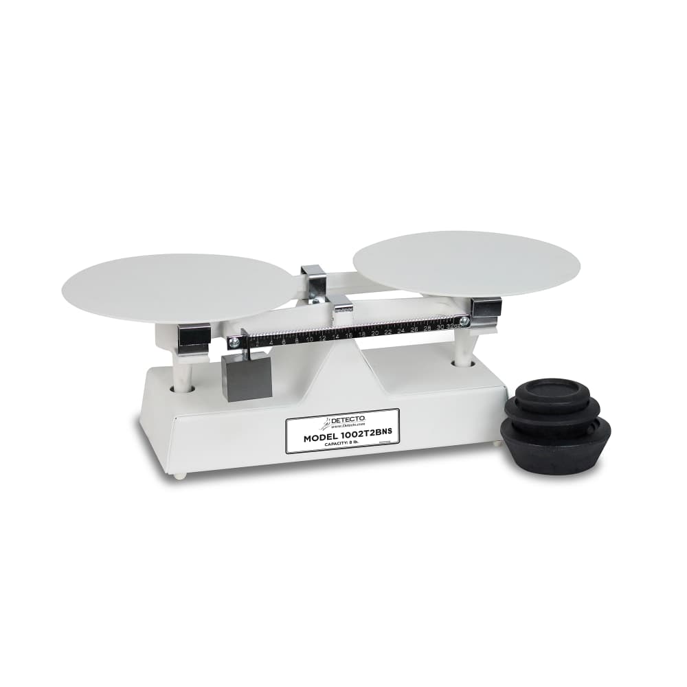 Detecto 1002T2BNS 8 lb Capacity Bakers Dough Scale w/ 9" Plate & Scoop, 32 x 1/2 oz