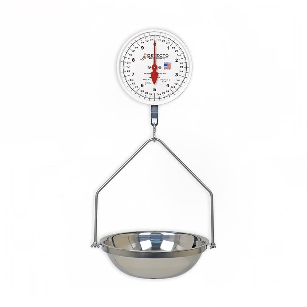Detecto MCS-20F Hanging Fish & Vegetable Scale w/ 14 1/2" Stainless Pan, 20 lb