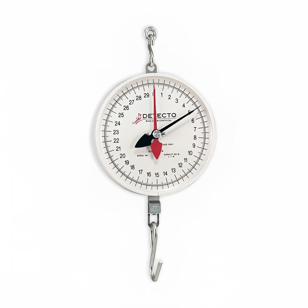 Detecto MCS-40DH Plated S-Hook Hanging Scale w/ 8" Double Dial, 2 Revolution, 40 lb