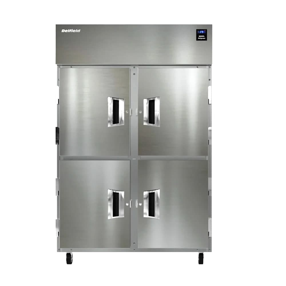 Delfield 6051XL-SH 51" Two Section Reach In Refrigerator, (4) Left/Right Hinge Solid Door, 115v
