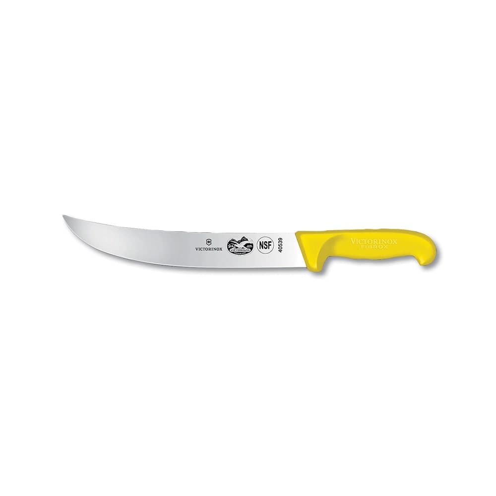 Victorinox 5.7308.25 Curved Cimeter Knife w/ 10" Blade, Yellow Fibrox® Pro Handle