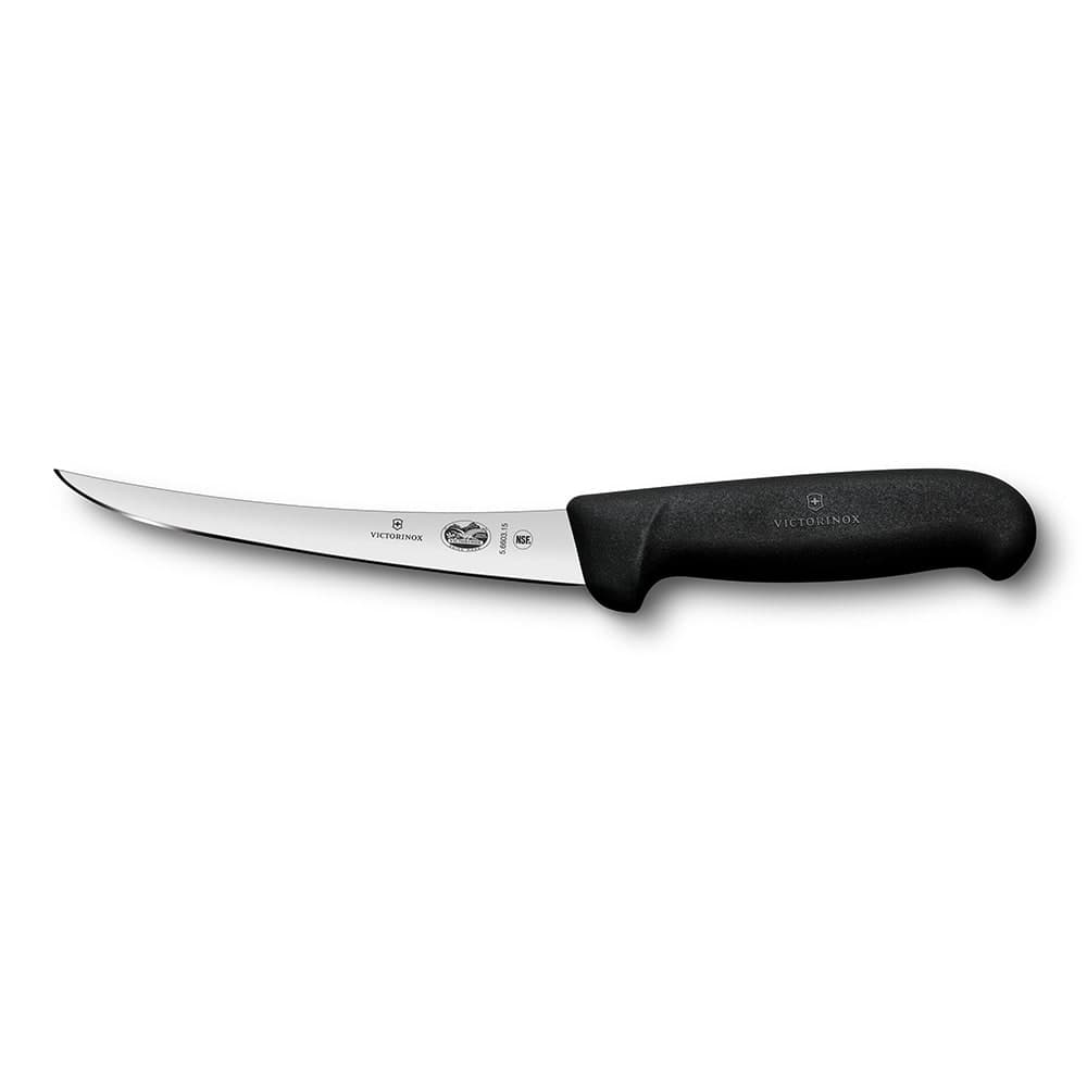 Victorinox 5.6603.15 Curved Boning Knife w/ 6" Semi-Stiff Blade, High Carbon Steel, Black Handle