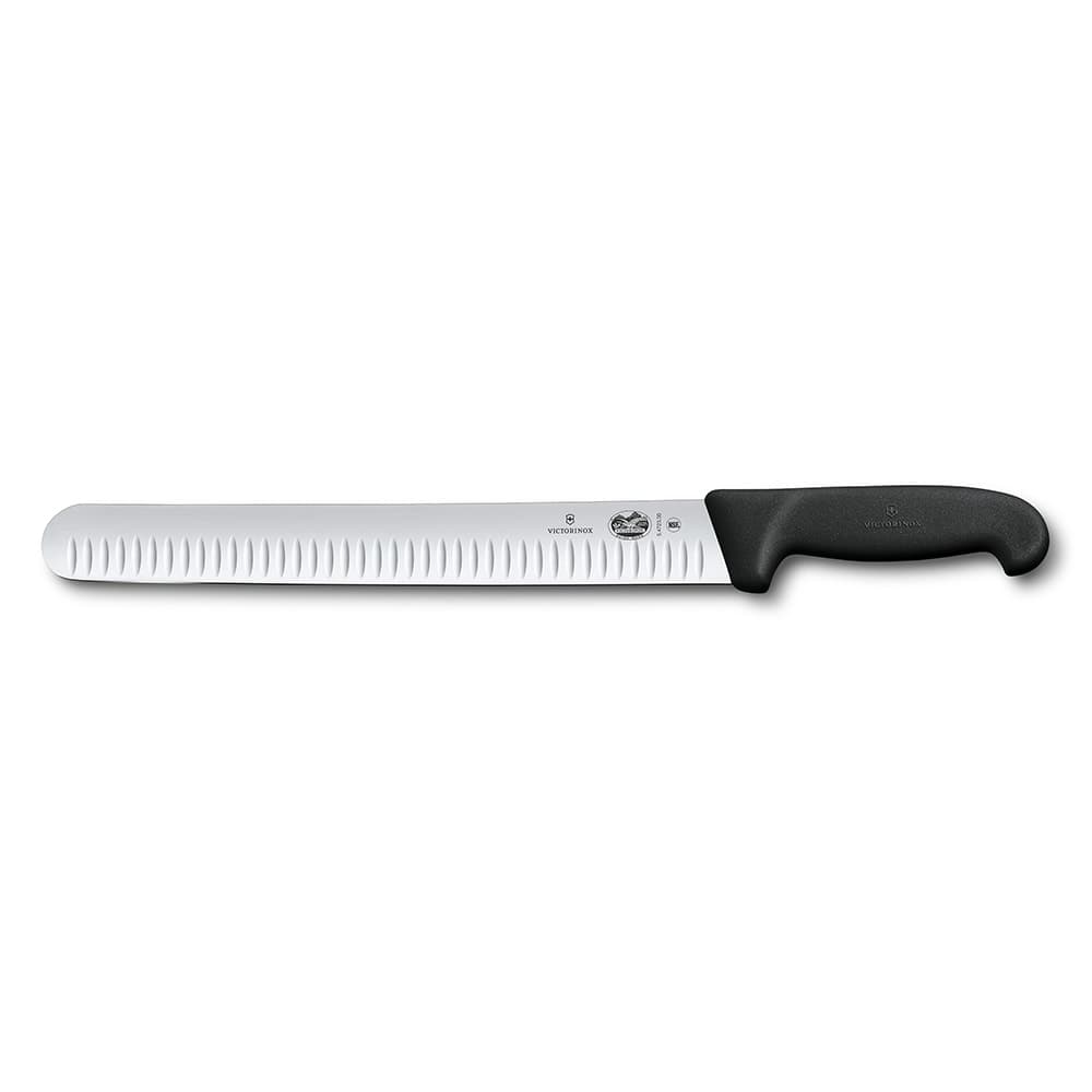 Victorinox 5.4723.30 Slicer Knife w/ 12" Blade, Granton Edge, Black Handle