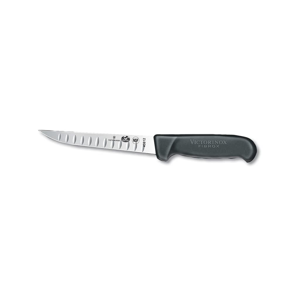Victorinox 5.6023.15 Granton Edge Boning Knife w/ 6" Blade, Black Fibrox® Pro Handle