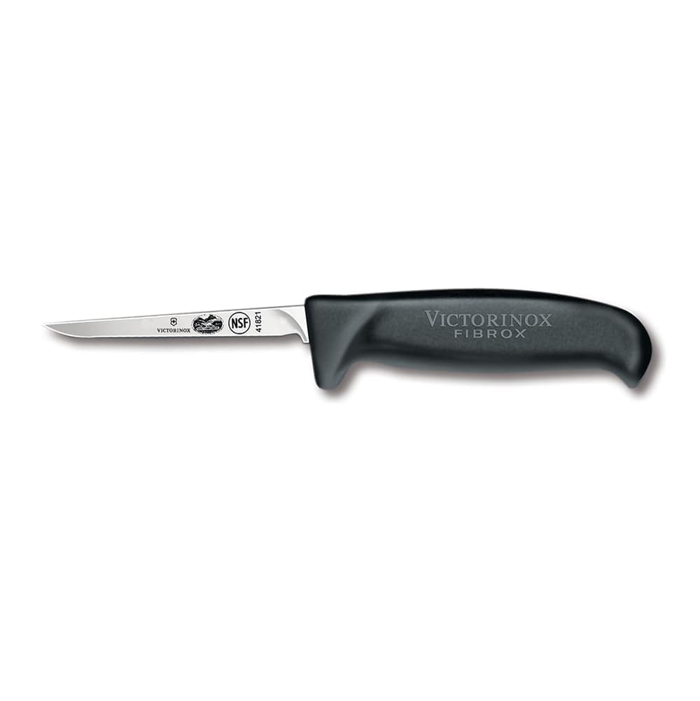 Victorinox 5.5903.09M Straight Poultry Knife w/ 3 3/4" Blade, Black Fibrox® Pro Handle