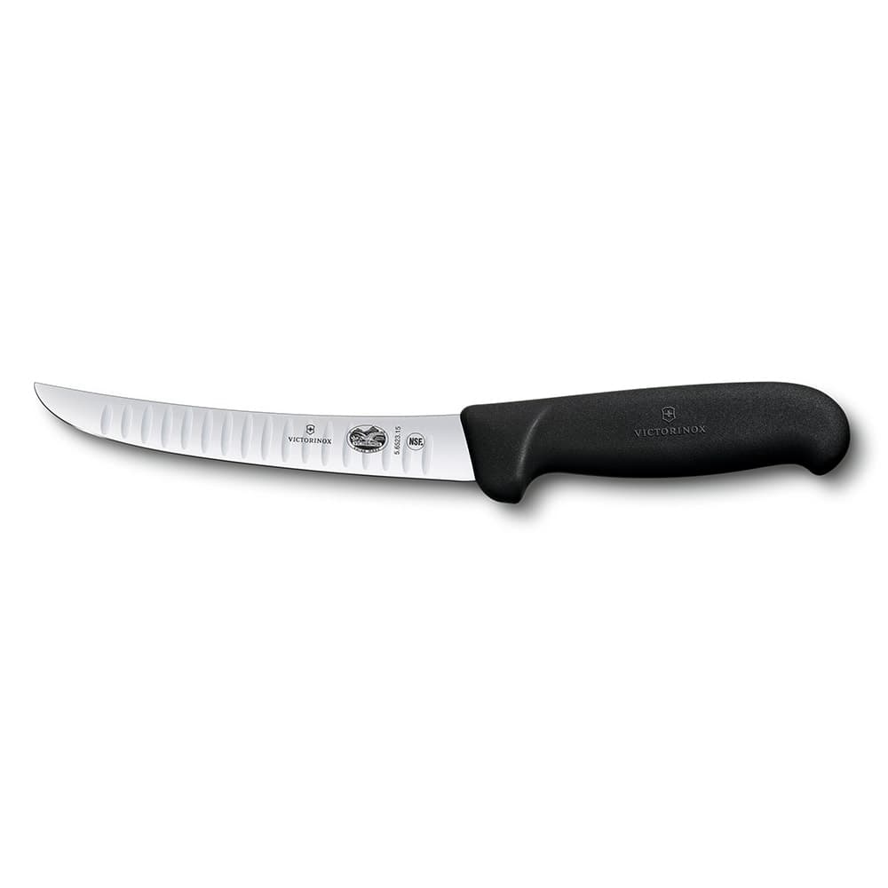 Victorinox 5.6523.15 Granton Edge Boning Knife w/ 6" Blade, Black Fibrox® Pro Handle