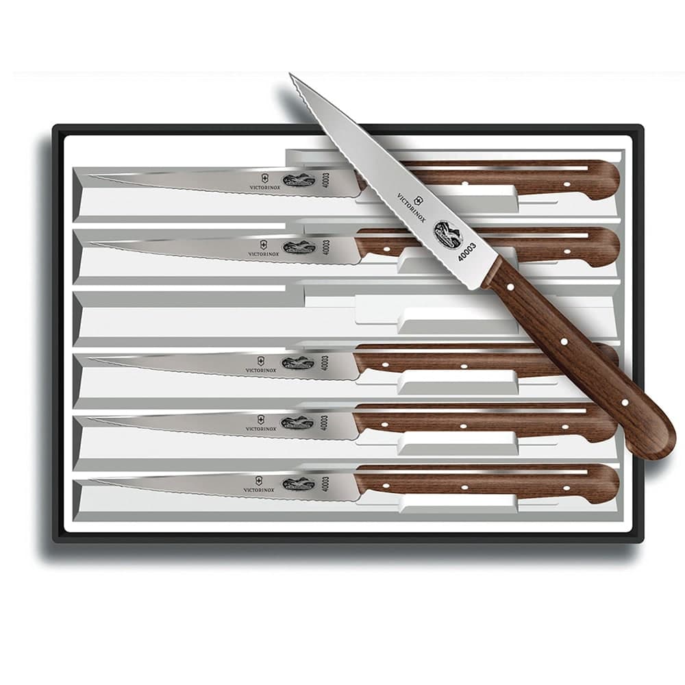 Victorinox 5.2000.12-X4 6 Piece Steak Knife Set w/ Spear Tip Blades, Rosewood Handles
