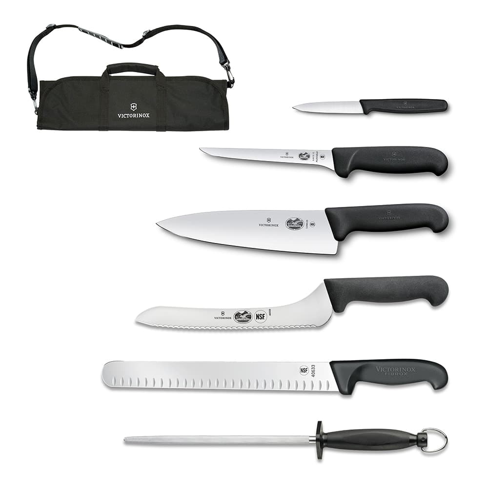 Victorinox 7.4012-X12 7-Piece Culinary Kit w/ (5) Knives & (1) Honing Steel, Knife Roll