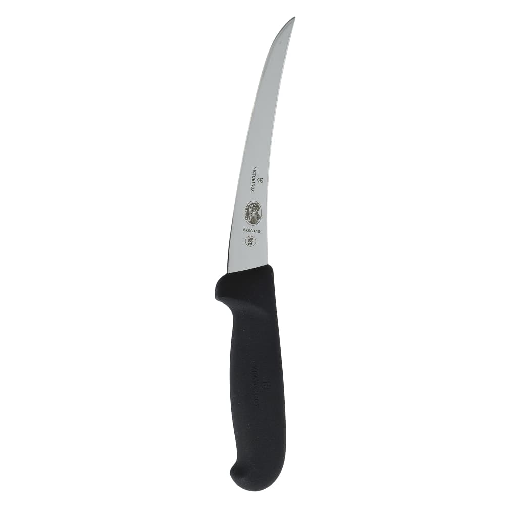 Victorinox 5.6603.15-X3 Curved Semi-Stiff Boning Knife w/ 6" Blade, Black Fibrox® Nylon Handle