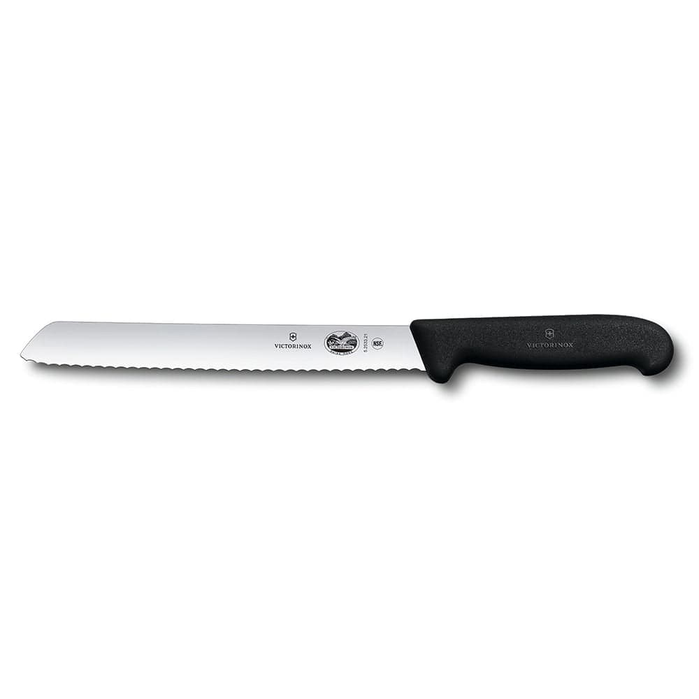 Victorinox 5.2533.21-X8 Wavy Bread Knife w/ 8" Blade, Black Fibrox® Nylon Handle