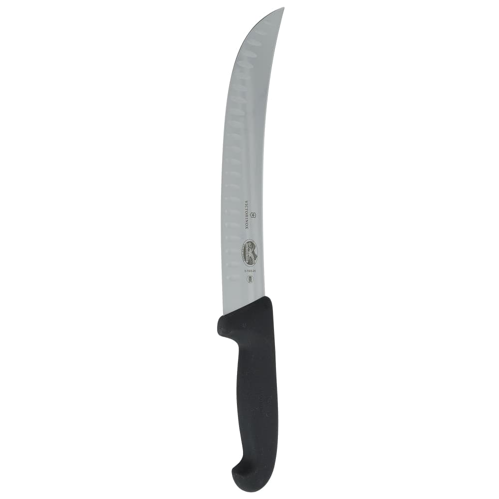 Victorinox 5.7323.25-X1 Granton Edge Cimeter Knife w/ 10" Blade, Black Fibrox® Nylon Handle