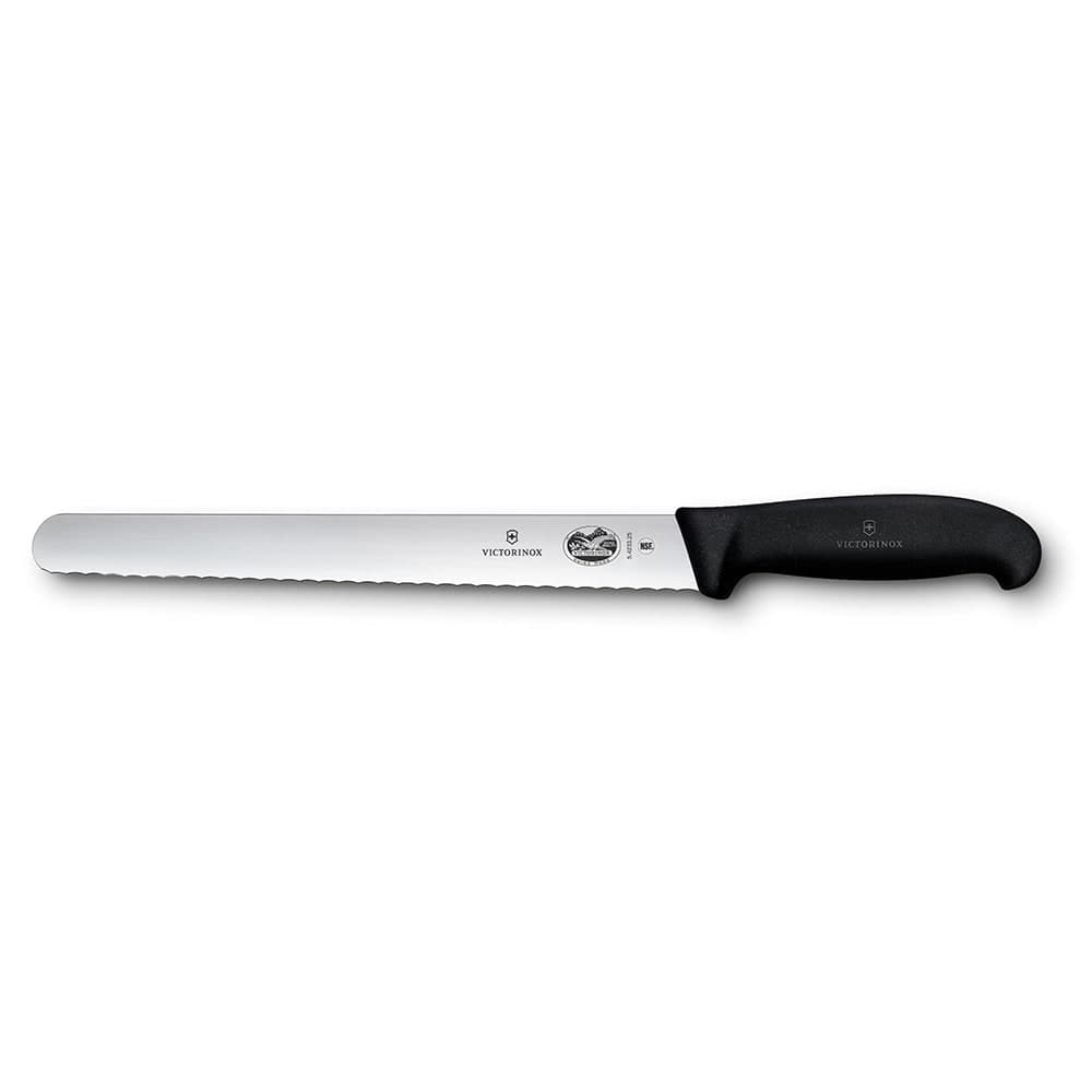 Victorinox 5.4233.25-X3 Wavy Slicer Knife w/ 10" Blade, Black Fibrox® Nylon Handle