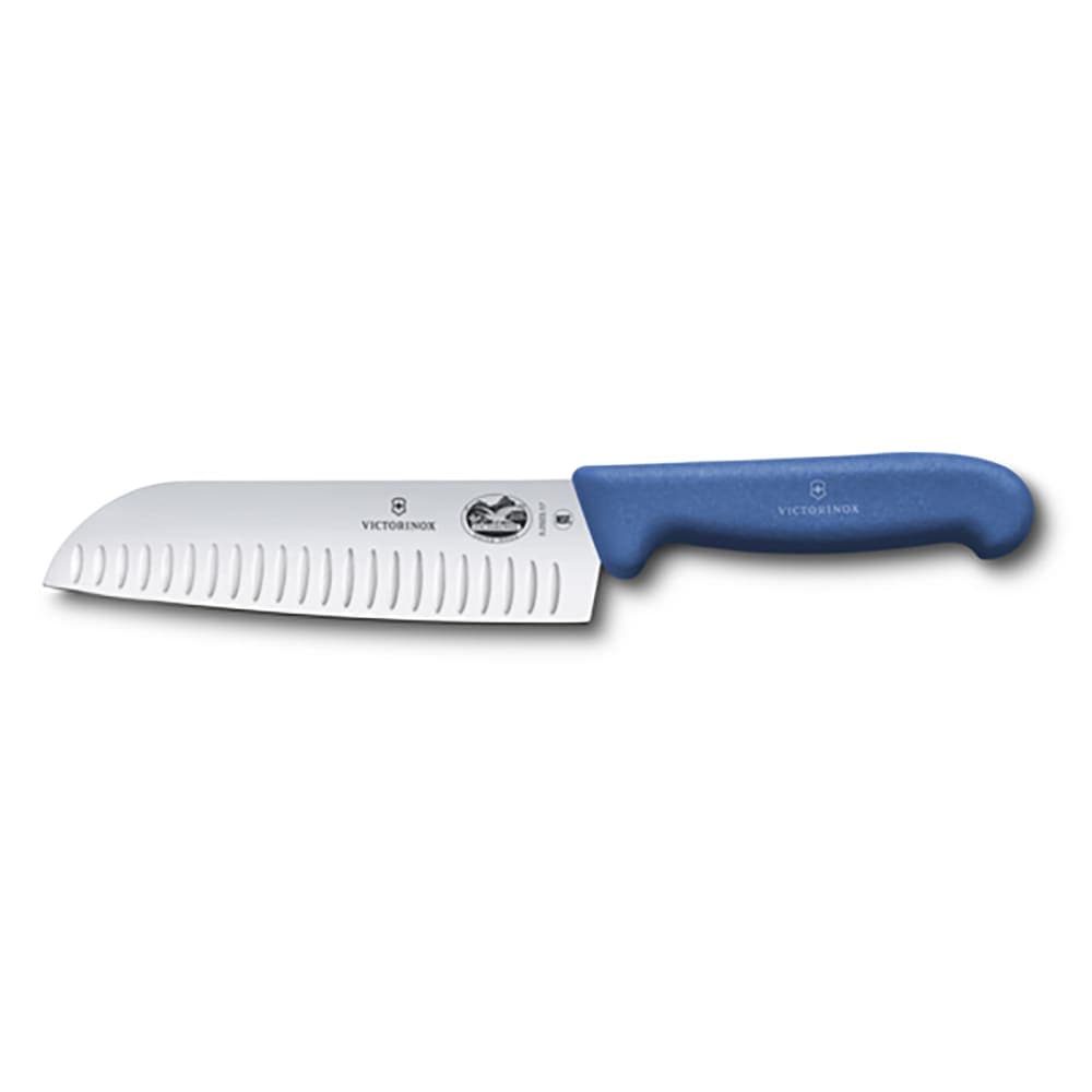 Victorinox 5.2522.17 7" Granton Santoku Knife w/ Blue Fibrox® Pro Handle, Stainless Steel