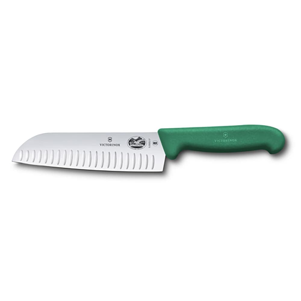 Victorinox 5.2524.17 7" Granton Santoku Knife w/ Green Fibrox® Pro Handle, Stainless Steel