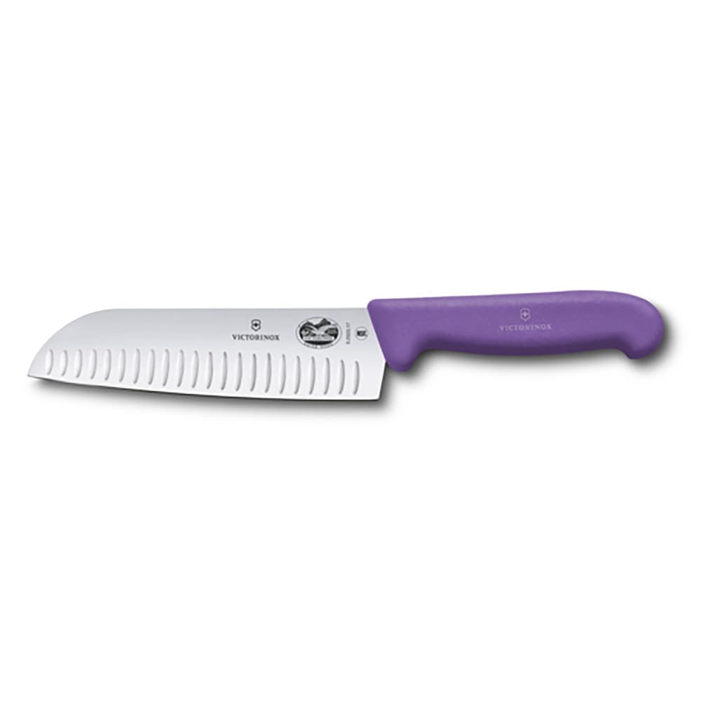 Victorinox 5.2525.17 7" Granton Santoku Knife w/ Purple Fibrox® Pro Handle, Stainless Steel