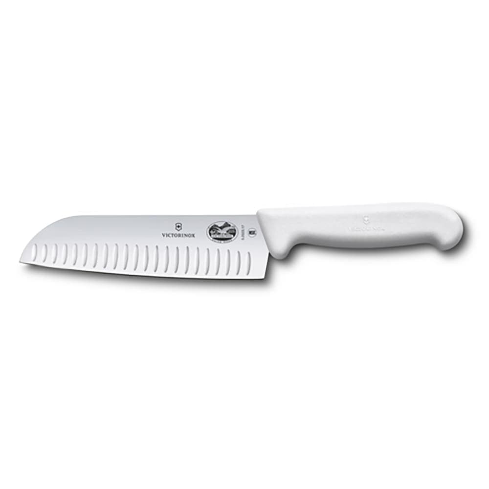 Victorinox 5.2527.17 7" Granton Santoku Knife w/ White Fibrox® Pro Handle, Stainless Steel