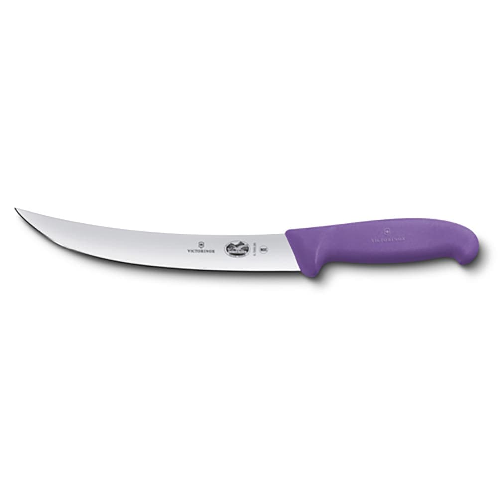 Victorinox 5.7205.20 8" Curved Breaking Knife w/ Purple Fibrox® Pro Handle, Stainless Steel