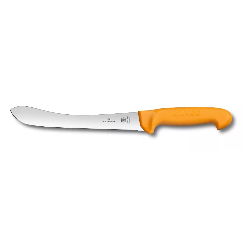 Victorinox 5.8426.21 Swibo Curved Butcher Knife w/ 8" Blade, Orange Polyamide Handle