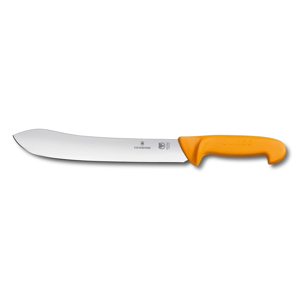 Victorinox 5.8436.25 Swibo Curved Butcher Knife w/ 10" Blade, Orange Polyamide Handle