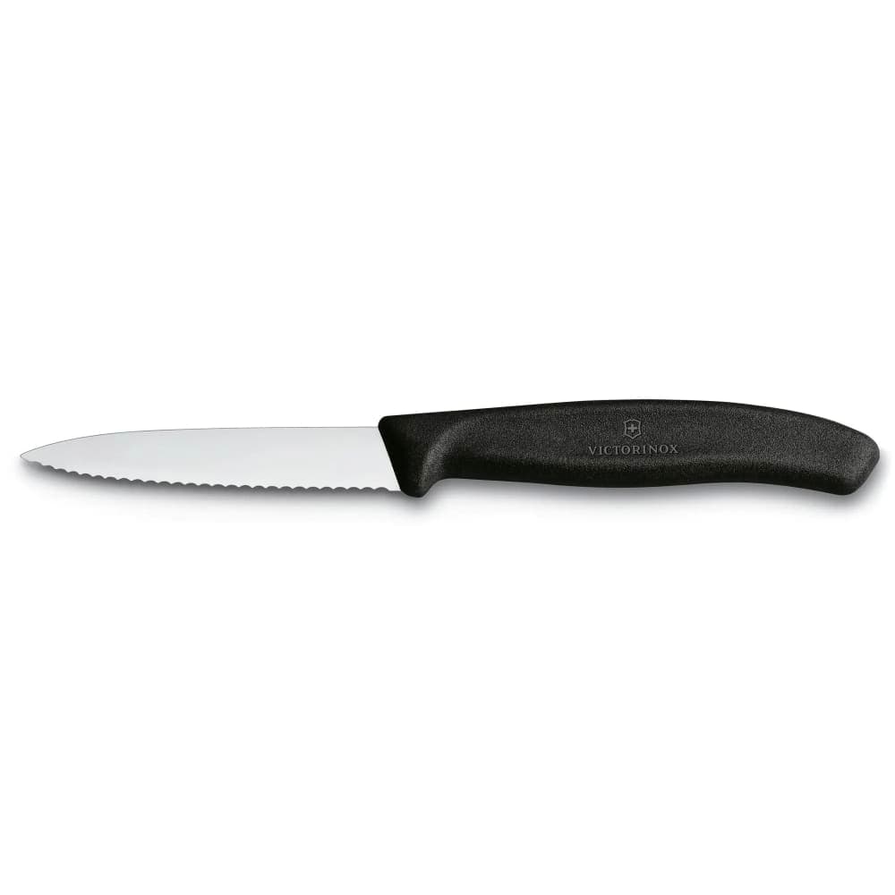 Victorinox 6.7633 Wavy Paring Knife w/ 3 1/4" Blade, Black Polypropylene Handle