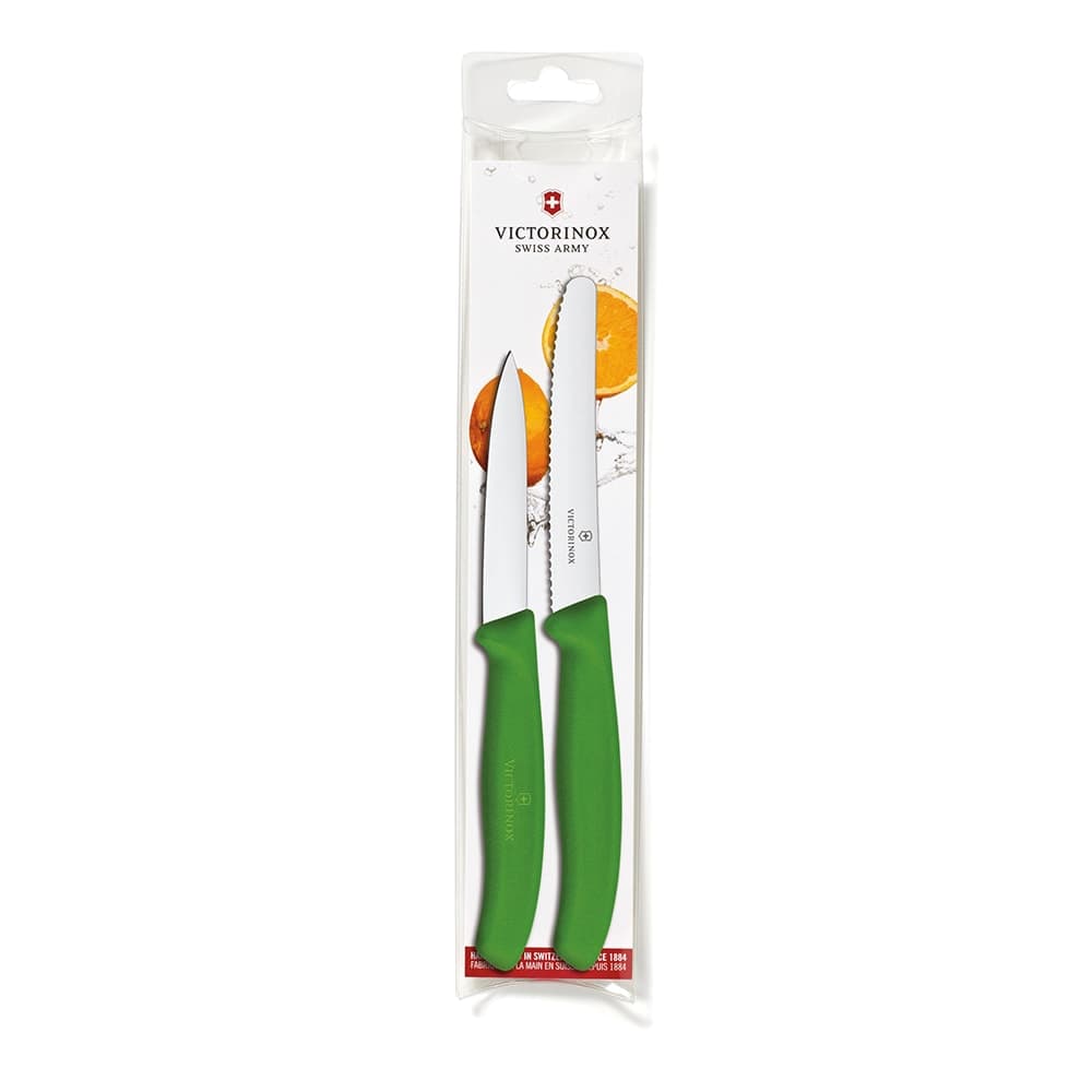 Victorinox 6.7836.L114-X3 Utility & Paring Knife Set - Stainless Steel, Green Handles