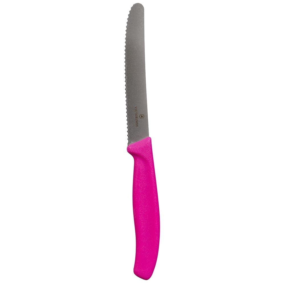 Victorinox 6.7836.L115 Serrated Utility Knife w/ 4 1/2" Blade, Pink Polypropylene Handle