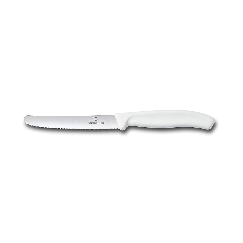 Victorinox 6.7837 Serrated Steak Knife w/ 4 1/2" Blade, White Plastic Nylon Handle