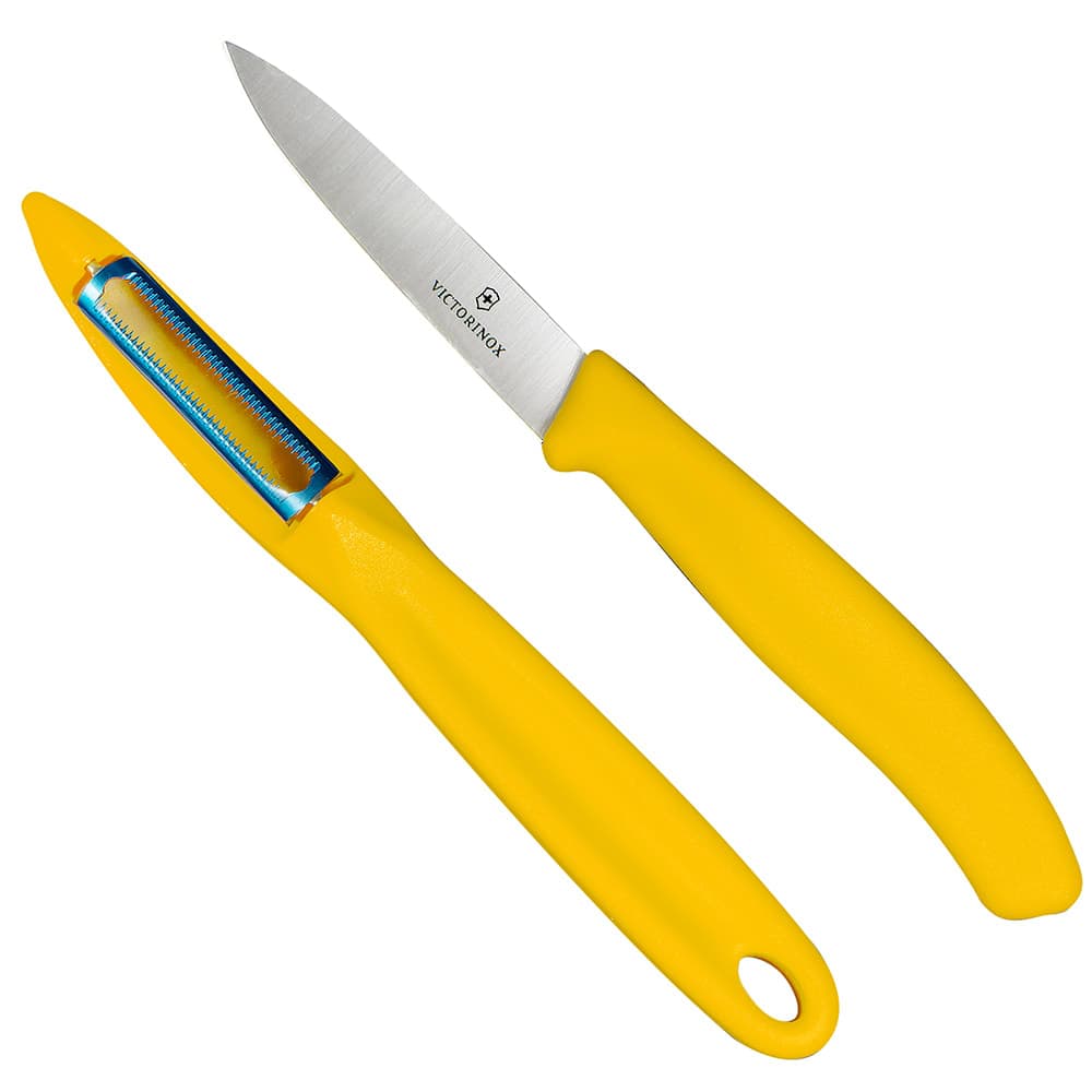 Victorinox 7.6075.8-X1 Paring Knife & Peeler Set - Stainless Steel, Yellow Handles