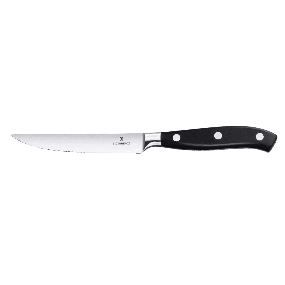 Victorinox 7.7203.12WG 4 7/10" Grand Maître Serrated Steak Knife w/ Black POM Handle, Stainless Steel