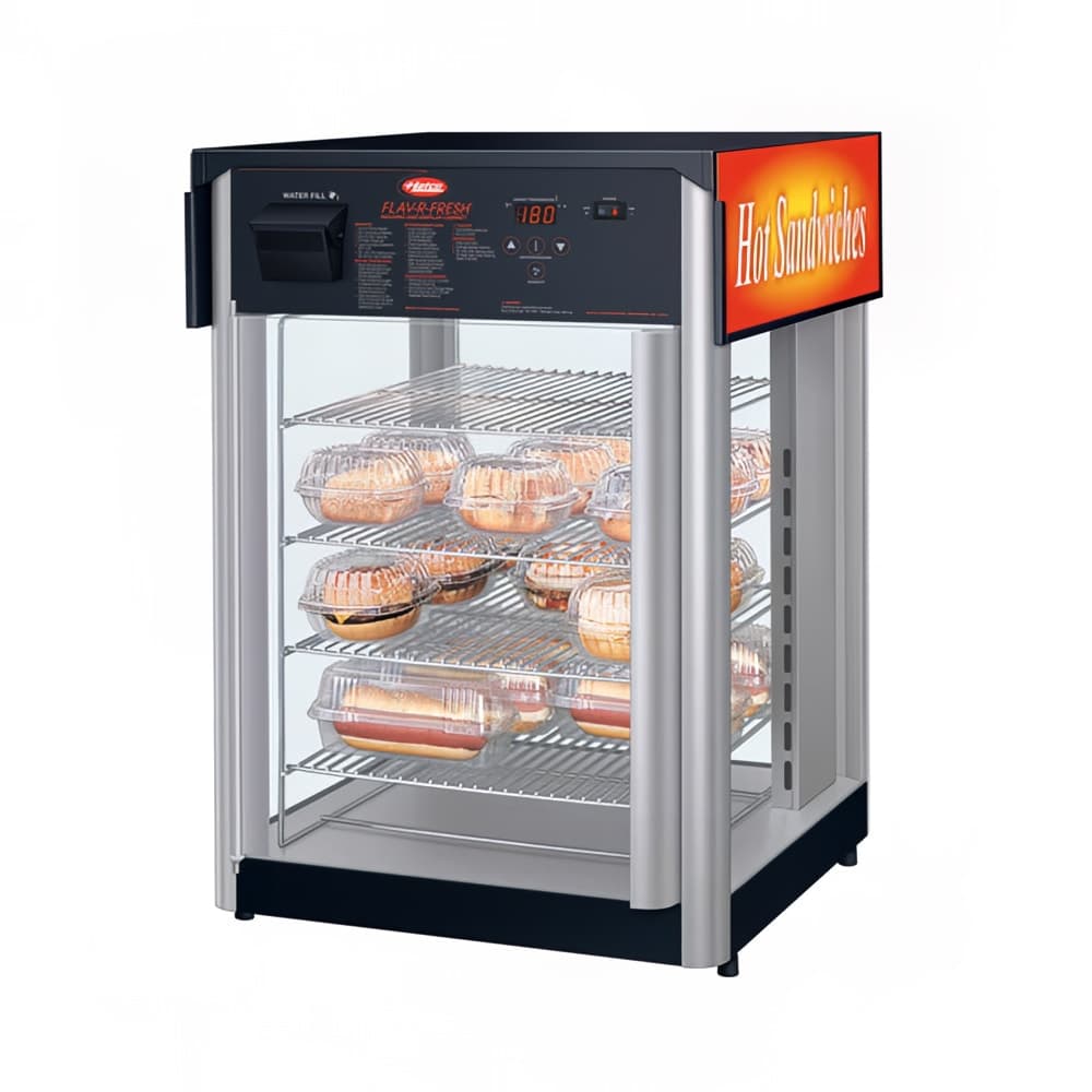 Hatco FDWD-2X 19 2/5" Dual Service Countertop Heated Display Case - (4) Shelves, 120v