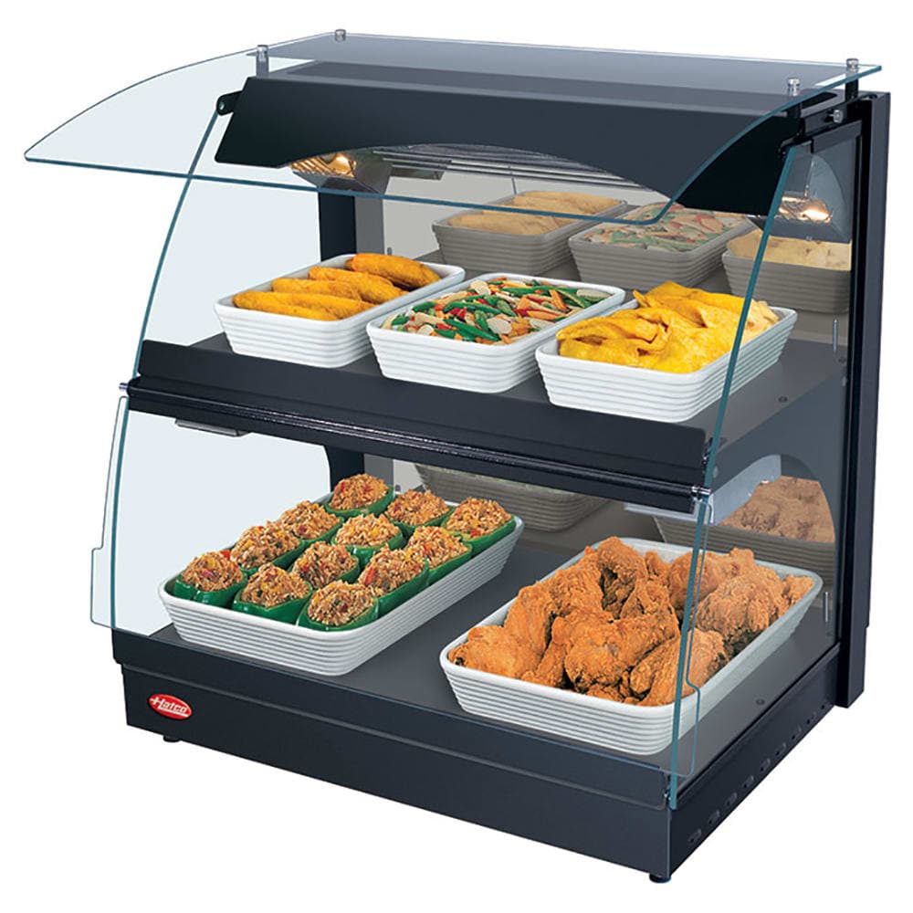 Hatco GRCMW-1D 26" Self Service Countertop Heated Display Case  - (2) Shelves, Black, 120v