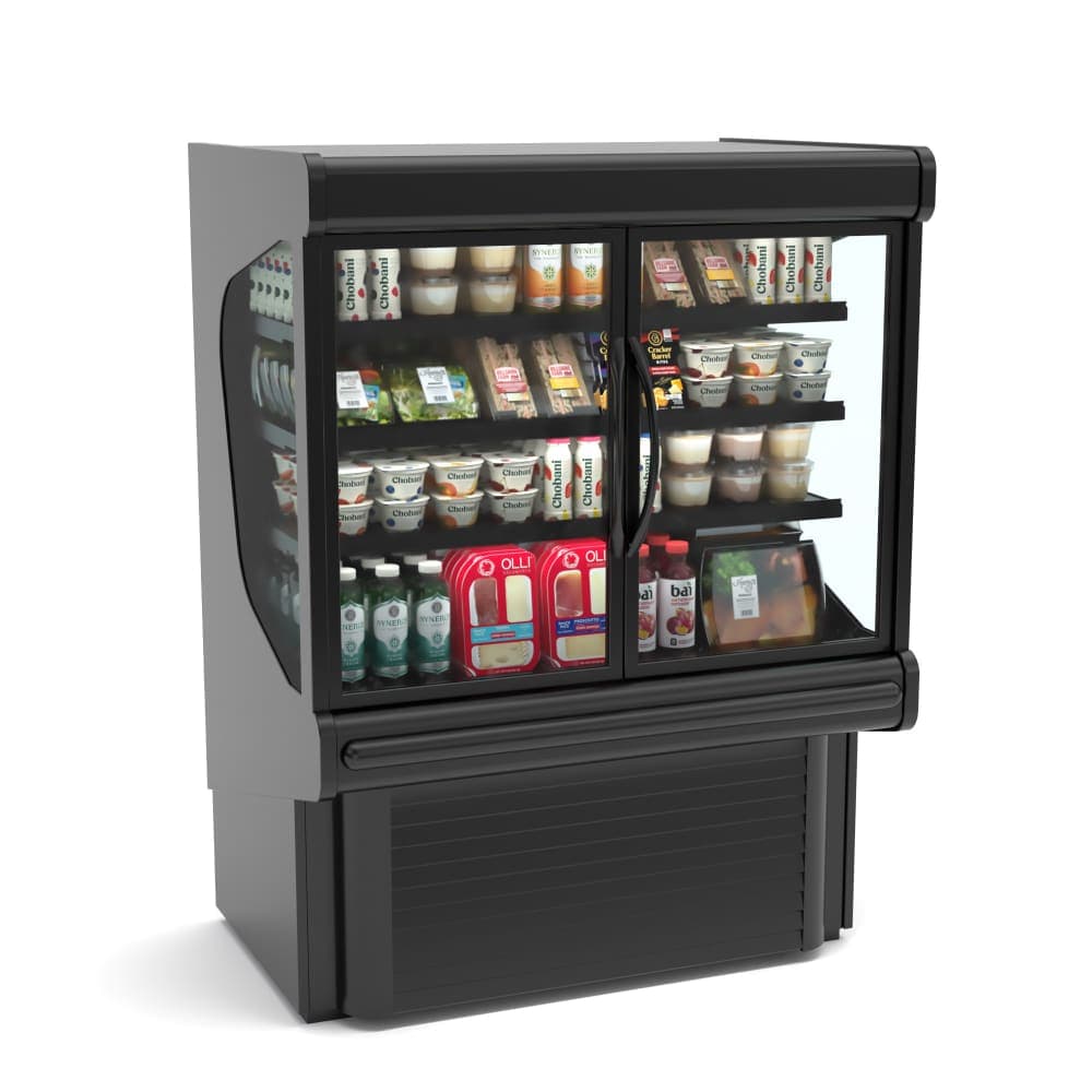 Hussmann MD4060DA 41 5/16" microSC™ Two Section Glass Door Merchandiser - (2) Left/Right Hinge Doors, Black, 115v